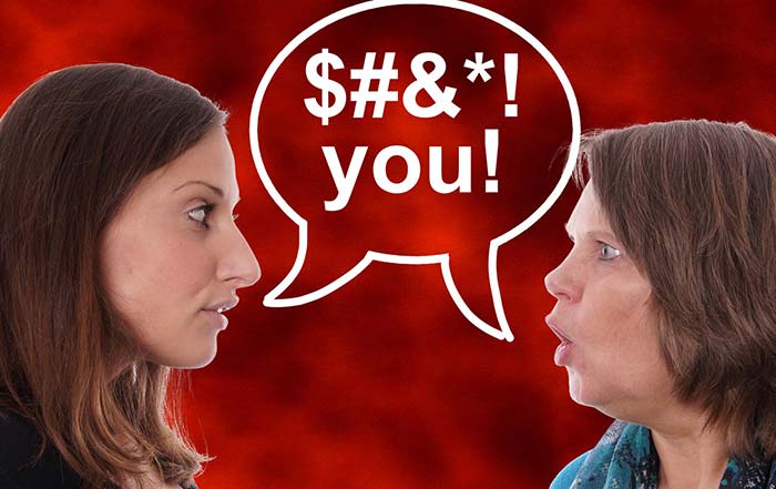 Mother and daughter arguing