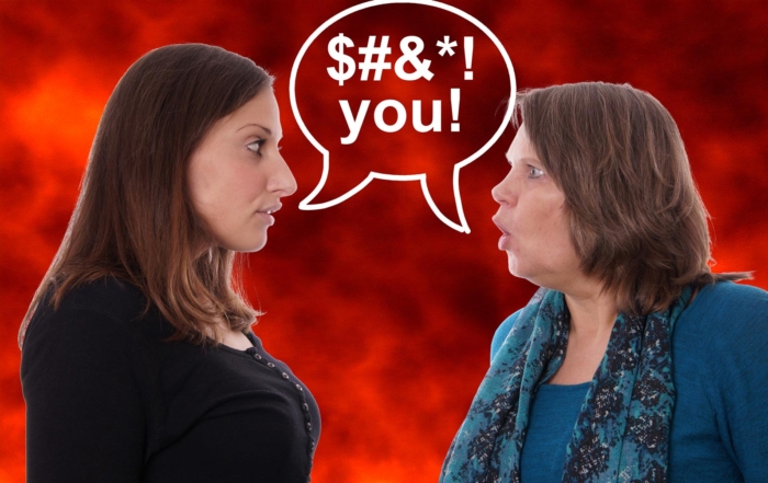 Mother and daughter arguing